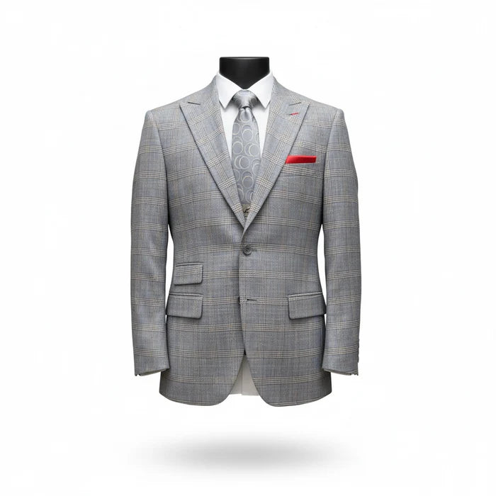 Men’s Double Breasted Suit in Camel, Bronze & Charcoal – Regular Fit Formal Suit with Flat Front Pants Modern Fit