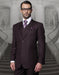 Mens 2 Button Modern Fit Vested Wool Suit in Eggplant