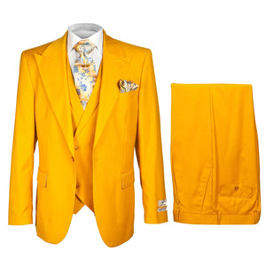 Rossi Man ELI RM103 – Modern Fit 3-Piece Men’s Suit in Bold Yellow