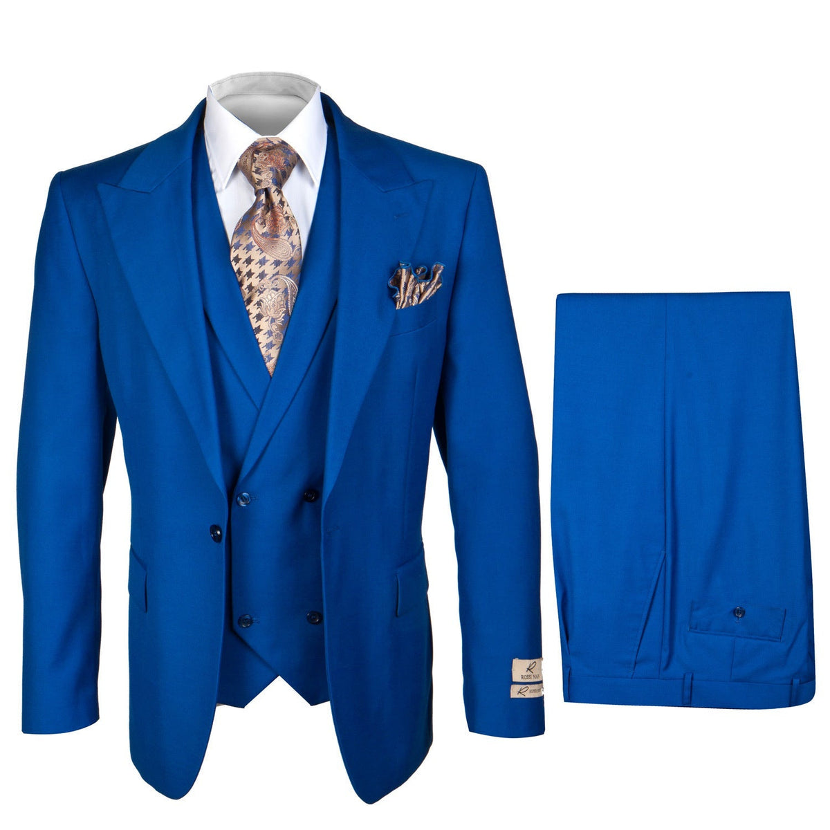 Rossi Man Blue Men's Slim-fit Suit Double Breast Vest Gold Buttons main image 0
