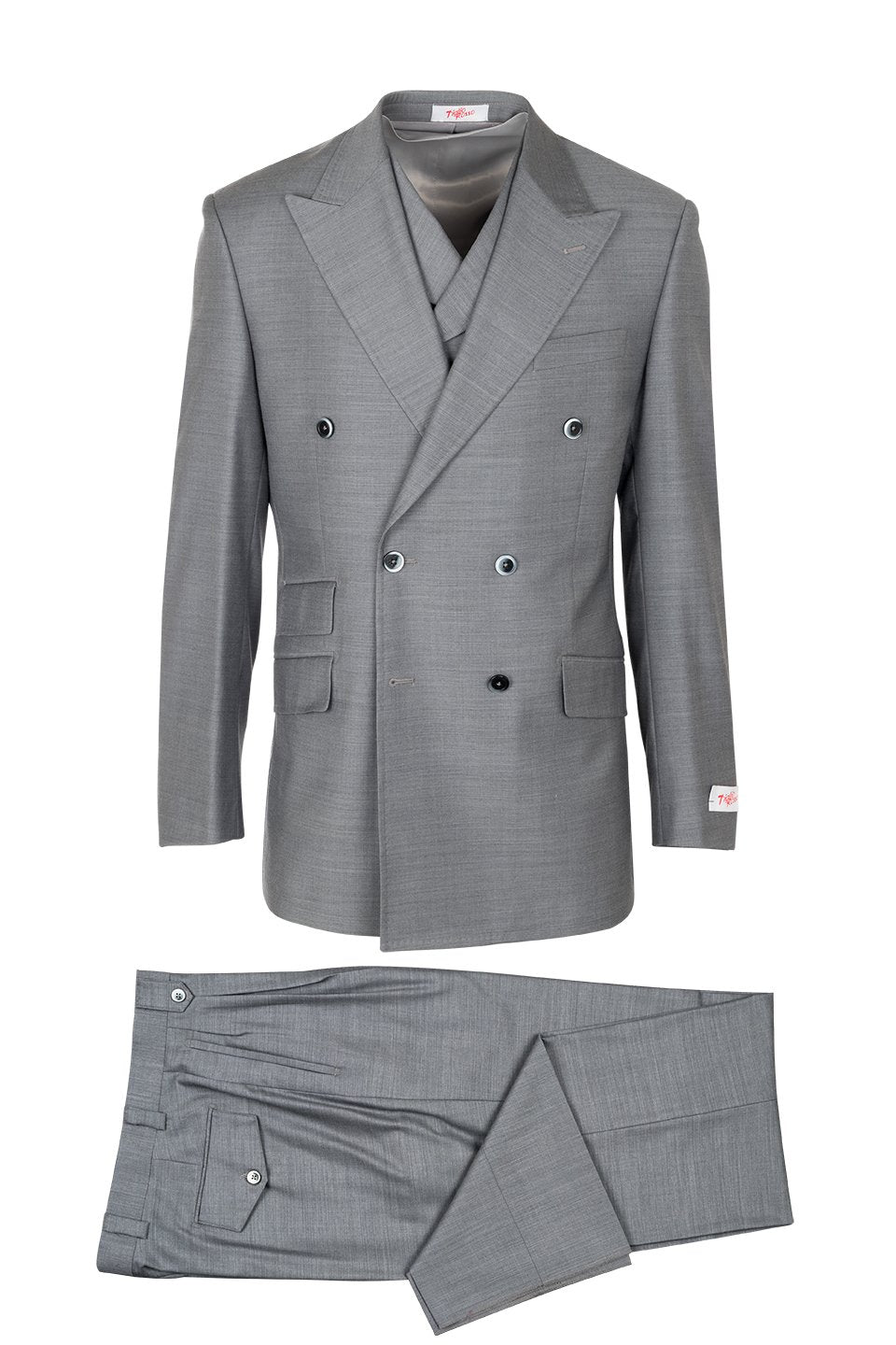 Tiglio Italian Suit - Real Wool Fabric Super 150's San Giovesse Brown, Wide Leg Suit & Vest in Color Brown main image 1