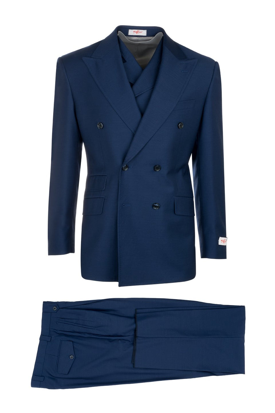Tiglio Italian Suit - Real Wool Fabric Super 150's EST French Blue, Wi ...
