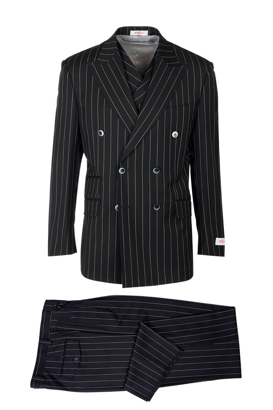 Tiglio Rosso Brand - Classic Suit Fit Pleated Pants Athletic Cut Real Wool Fabric Suit Peak Lapel in Color Off White Semi Wide leg Slack main image 0