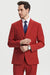 Men's Two Button Vested Stacy Adams Basic Designer Suit in Brick