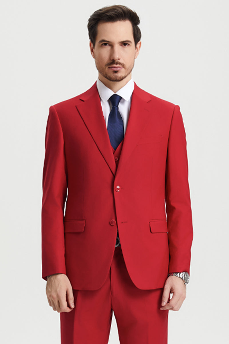 TITAN Superior Suit パワースーツ　サイズ52 （赤6） Men's Two Button Vested Stacy Adams Basic Designer Suit in Red