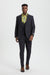 Men's Vested One Button Peak Lapel Stacy Adams Designer Suit in Charcoal