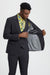 Men's Vested One Button Peak Lapel Stacy Adams Designer Suit in Charcoal