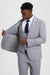 Men's Vested One Button Peak Lapel Stacy Adams Designer Suit in Light Grey