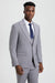 Men's Vested One Button Peak Lapel Stacy Adams Designer Suit in Light Grey