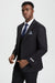 Men's Two Button Vested Stacy Adams Designer Basic Suit in Black