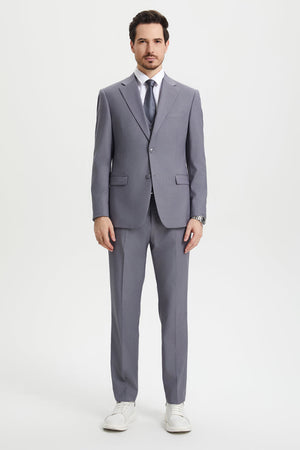 Men's Two Button Vested Stacy Adams Basic Designer Suit in Medium Grey - Image 2
