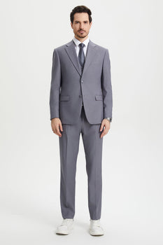 Men's Two Button Vested Stacy Adams Basic Designer Suit in Medium Grey - Image 2