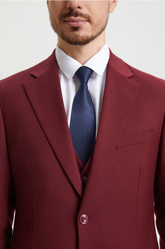 Men's Two Button Vested Stacy Adams Basic Designer Suit in Burgundy - Image 6