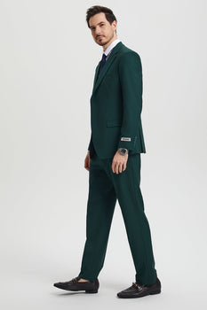 Men's Two Button Vested Stacy Adams Basic Designer Suit in Hunter Green - Image 5
