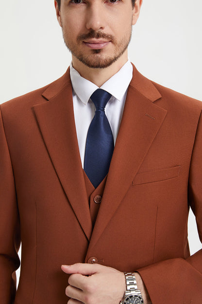Men's Two Button Vested Stacy Adams Basic Designer Suit in Brown Rust - Image 7