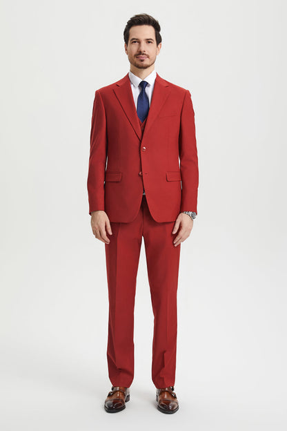 Men's Two Button Vested Stacy Adams Basic Designer Suit in Brick - Image 2