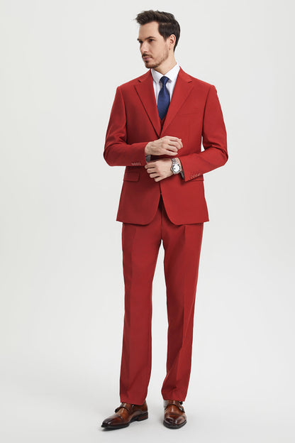 Men's Two Button Vested Stacy Adams Basic Designer Suit in Brick - Image 7