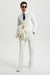Men's Two Button Vested Stacy Adams Basic Designer Suit in Ivory Off White