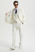 Men's Two Button Vested Stacy Adams Basic Designer Suit in Ivory Off White