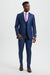 Men's Two Button Vested Stacy Adams Designer Sharkskin Suit in Blue