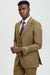 Men's Two Button Vested Stacy Adams Designer Sharkskin Suit in Light Mustard