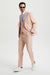 Men's Vested One Button Peak Lapel Stacy Adams Designer Suit in Blush Pink