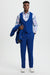 Men's Vested One Button Peak Lapel Stacy Adams Suit in Indigo Blue