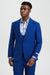 Men's Vested One Button Peak Lapel Stacy Adams Suit in Indigo Blue