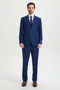 Men's Two Button Vested Stacy Adams Basic Designer Suit in Indigo Blue - Image 2