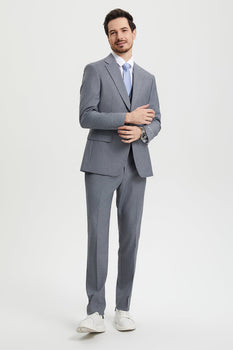 Men's Two Button Vested Stacy Adams Basic Designer Suit in Grey - Image 3