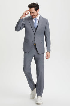 Men's Two Button Vested Stacy Adams Basic Designer Suit in Grey - Image 2