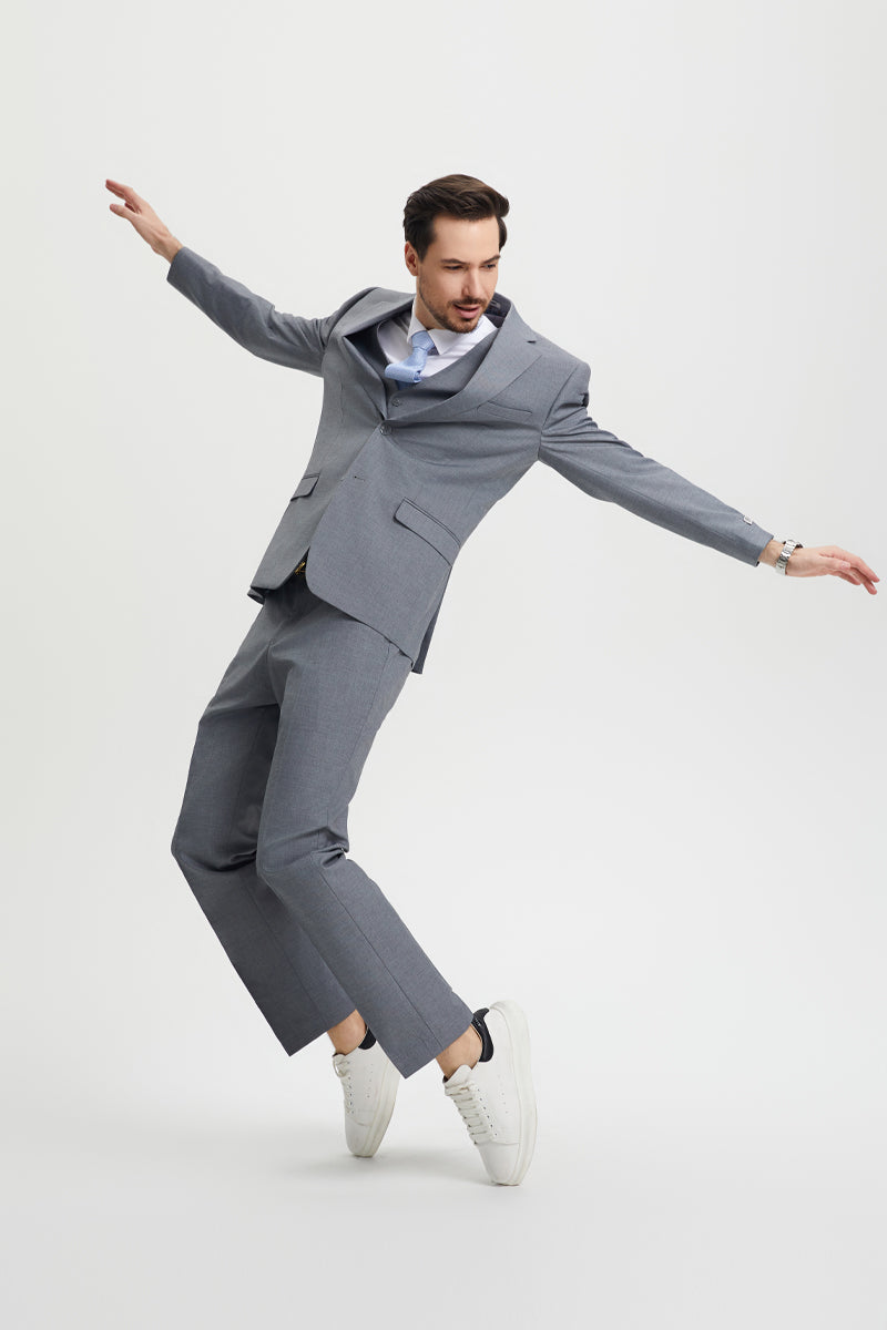 Men's Two Button Vested Stacy Adams Basic Designer Suit in Grey - Image 6
