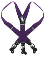 Solid Purple Black Suspenders For Men Elastic Y-Back Button & Clip-On Man'S -Men'S Neck Ties - Mens Dress Tie - Trendy Mens Ties