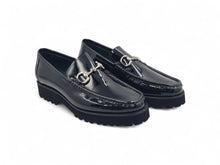 Horse Bit Loafer in Lug Sole by Carrucci - Black Patent & Red Edge