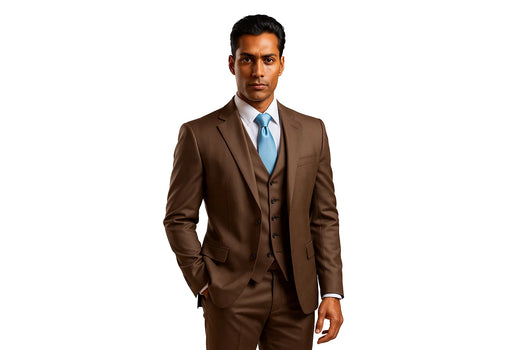 Elegant Men's Chocolate Dark Brown 3 ~ Three Piece Cheap Priced Business Suits Clearance Sale Available in 2 or 3 Buttons Style Regular - Image 2