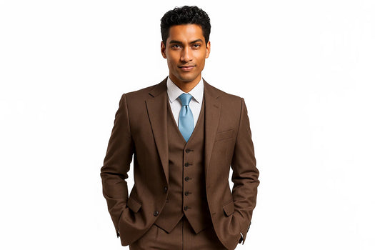 Elegant Men's Chocolate Dark Brown 3 ~ Three Piece Cheap Priced Business Suits Clearance Sale Available in 2 or 3 Buttons Style Regular