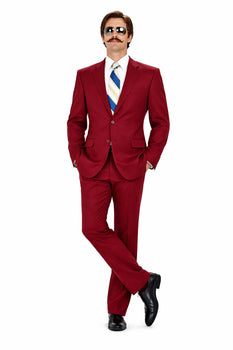 Ron Burgundy Suit - Light Burgundy Color Vested Suit