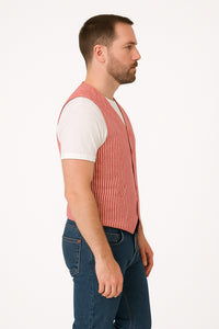 Men's Dark Navy Blue and White Stripe ~ Pinstripe Seersucker Sear sucker suit Vest Set