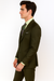 Classic Wool Fabric Fit - Pleated Pants - Peak Lapel With Double Breasted Vest - Athletic Fit Solid Olive Mens Suit