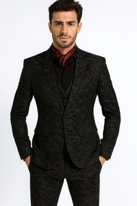 Mens Slim 3 Pieces Black Suit