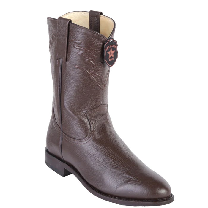 Los Altos Boots - Mens Dress Cowboy Boot - Low Priced Elk Roper Boots- in Black - Image 2