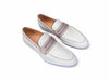 Embossed Leather Strap Linen Sneaker