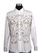 Men's White 100% Cotton Button Closure Embroidered Design Shirt