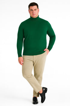 Mens Classic Emerald Green Turtleneck Sweater – Slim Fit Knit Pullover - Image 3