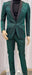 Mens Emerald Green Shiny Stripe Tuxedo Suit – Slim Fit 2-Piece Satin Lapel Dinner Jacket and Pants Ultra slim fit