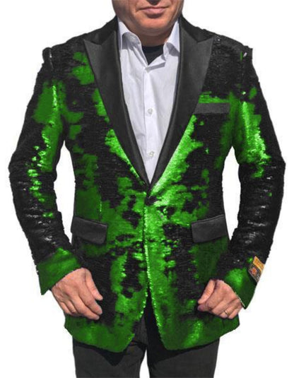 Mardi Gras Outfit - Mardi Gras Blazer For Men in Color Emerald Green in Sequin Fabric - Image 9