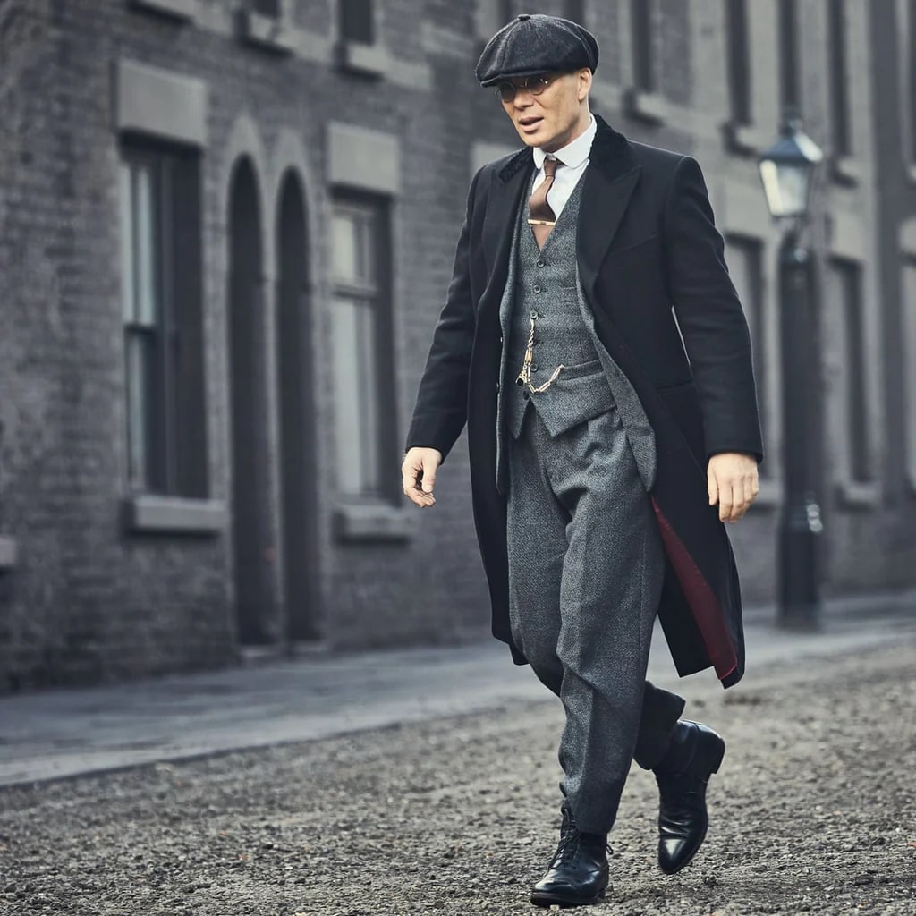 Men's Black Full-length Sleeves Buttoned Closure Peaky Blinders Suit - Peaky Blinders Outfit + Overcoat + Hat (Peaky Blinder Custome) - Image 2