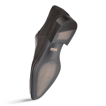 Black Ostrich and English Suede Gored Slip On Dress Shoes for men By Mezlan Made In Spain Brand - Image 5