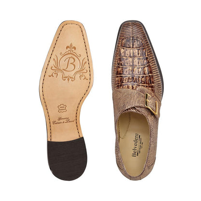 Belvedere Mens Espresso Monk Strap Shoe Crocodile Lizard Pablo - Image 3