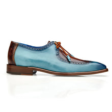 Belvedere Etore Hand Painted Calf & Ostrich Wingtip in Blue & Camel